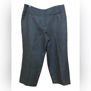 Talbots 100% Irish Linen Forest Green Fully Lined Crop Pants, Size 12 Petite.